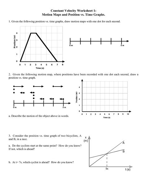 Position Time Velocity Time Graphs Worksheet Answers